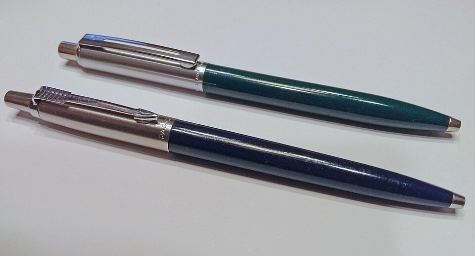 Parker Ballpoint Pen Stainless Steel Barrel Medium Blue Ink